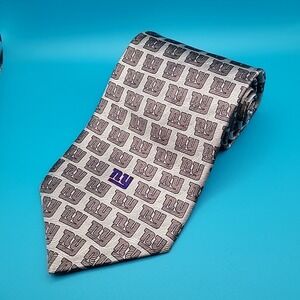 NY Giants Logo Men's Tie Necktie‎ Team NFL 100% Silk 58" Tan Brown